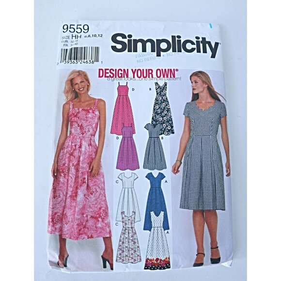 Simplicity 9559 Sewing Pattern Misses Dress Sleeveless Short Sleeve Summer  Size - Picture 1 of 4